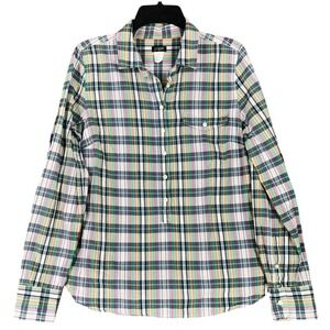 J. Crew Shirt Plaid Size M Smock Cottagecore Preppy Office‎ Relaxed Academic